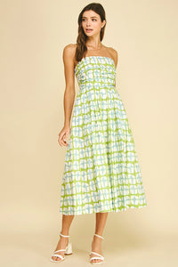 gia strapless midi dress