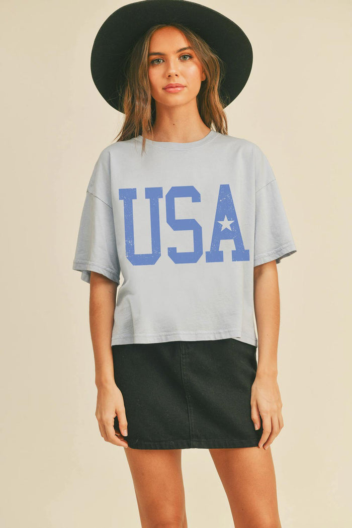 star cropped graphic tee