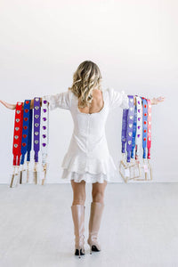 crystal heart gameday purse strap | rhinestone stadium strap