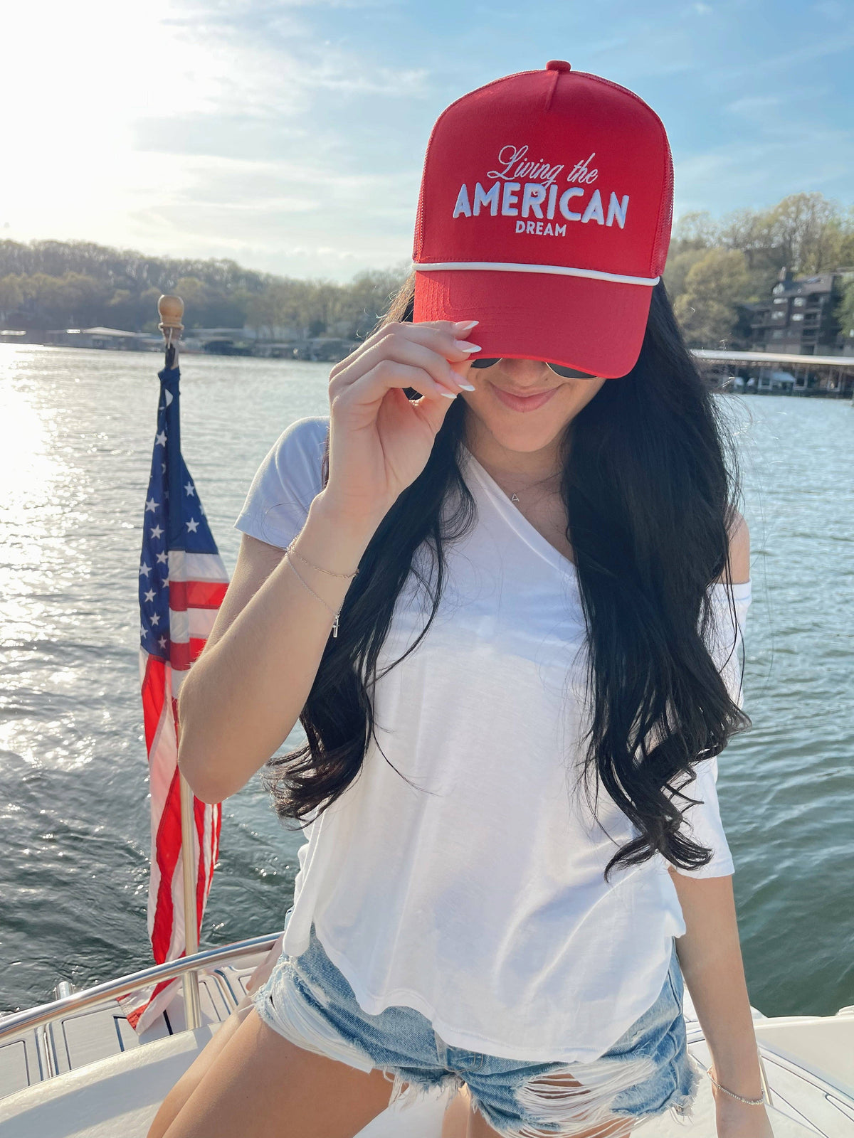 living the american dream trucker hat