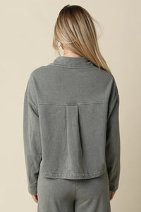 meet me outside cropped denim shacket