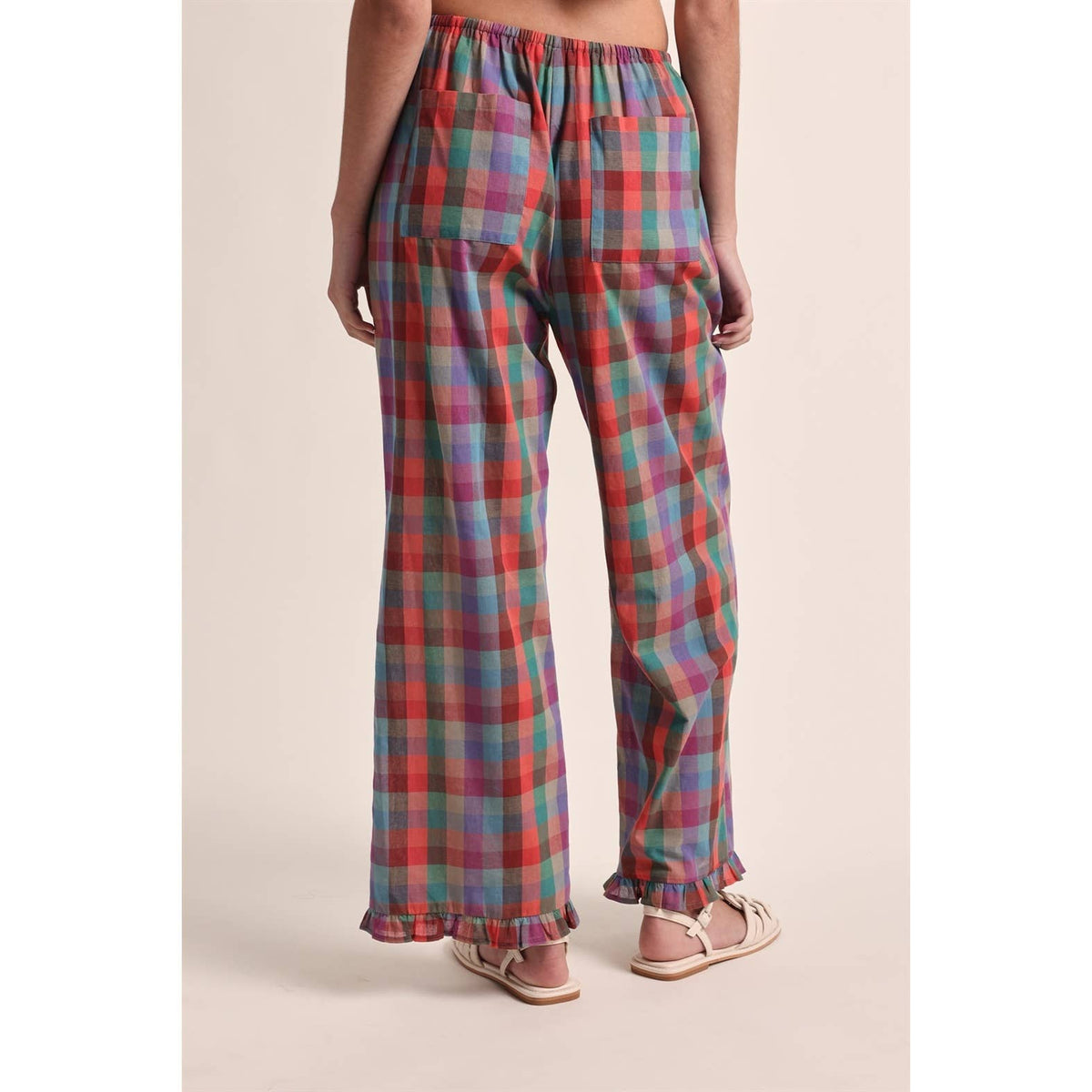 penelope plaid ruffle hem pants