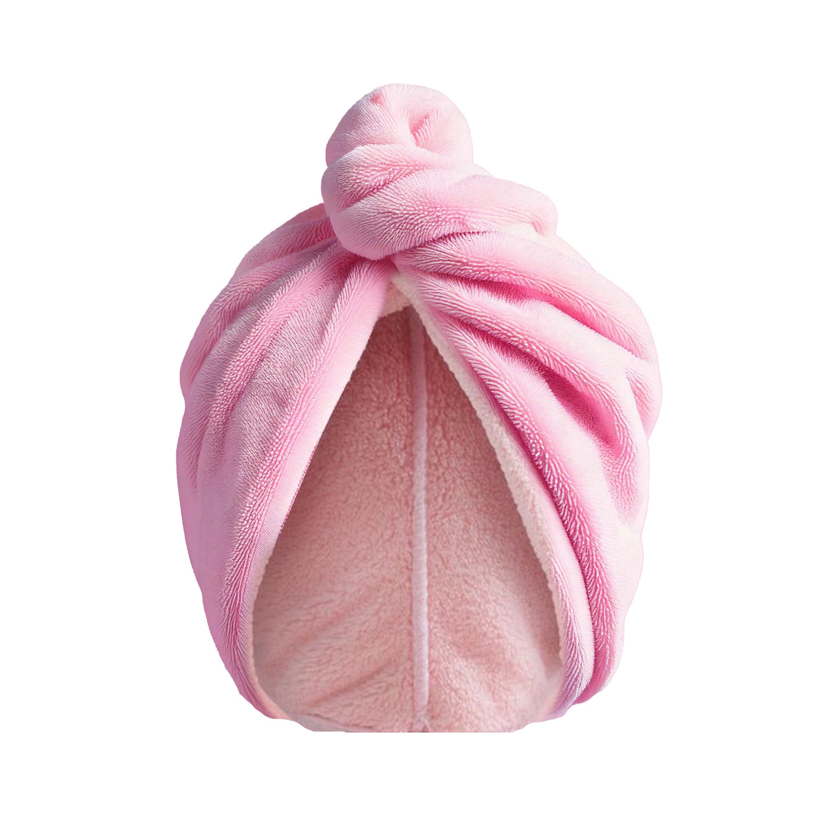 Pink towel turban on a white background