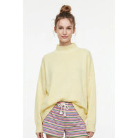 easy does it butter yellow mock neck sweater