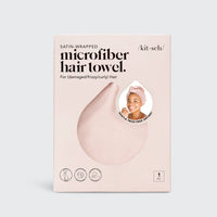 blush satin-wrapped hair towel