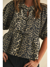 wild about you leopard denim tie top