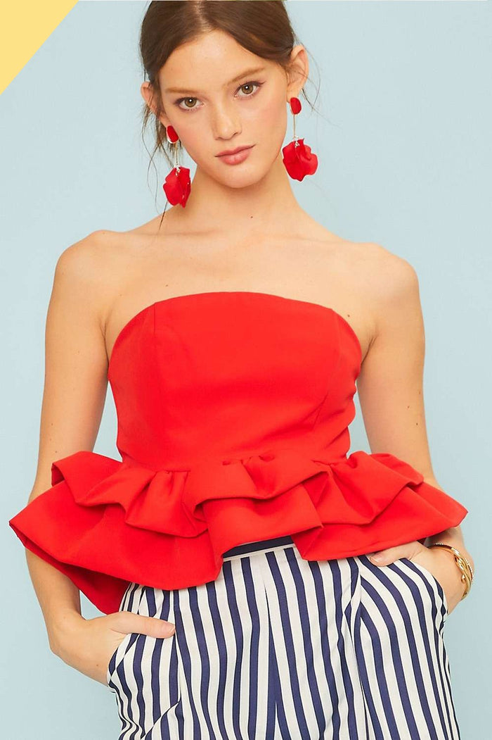 red rumor strapless top