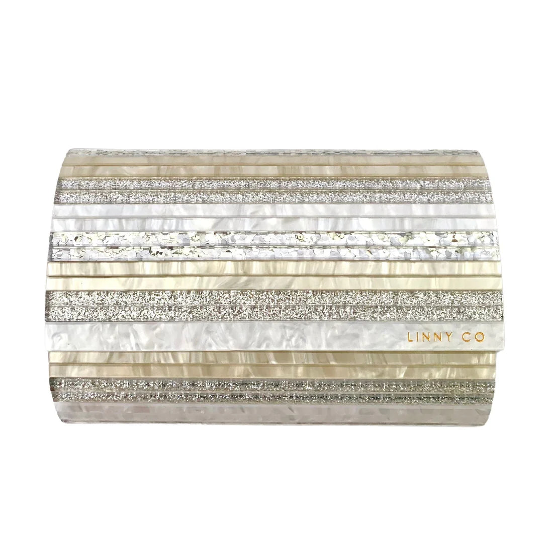 charlene clutch | gold+silver stripe