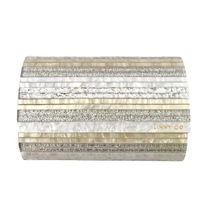 charlene clutch | gold+silver stripe