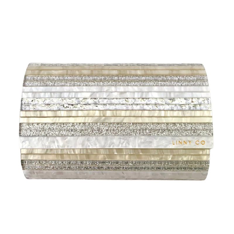 charlene clutch | gold+silver stripe
