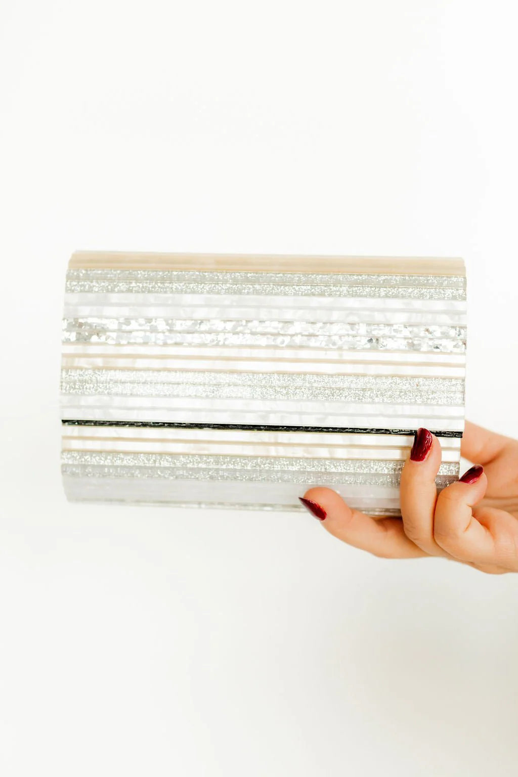 charlene clutch | gold+silver stripe