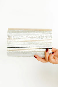 charlene clutch | gold+silver stripe