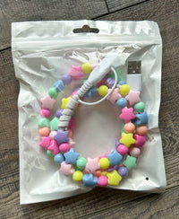 Stars Beaded Phone Charger with Lightning & USB-C Cable