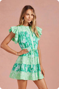 botanical garden tiered mini dress