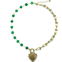 intricate heart charm necklace | emerald