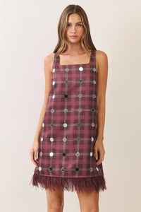 highly recommend embellished feather trim dress