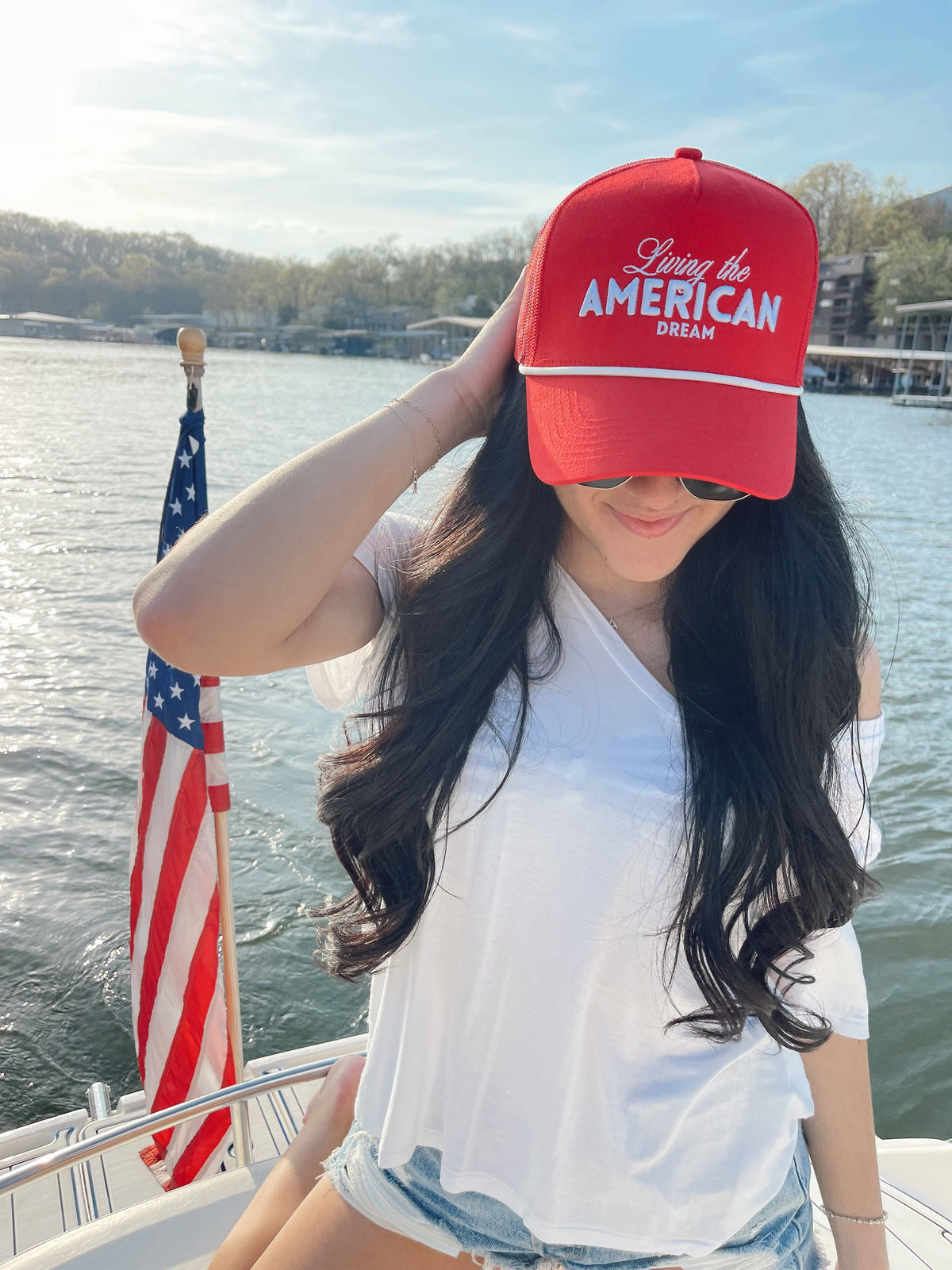 living the american dream trucker hat