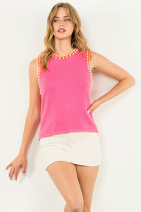 pink pearl knit sweater tank