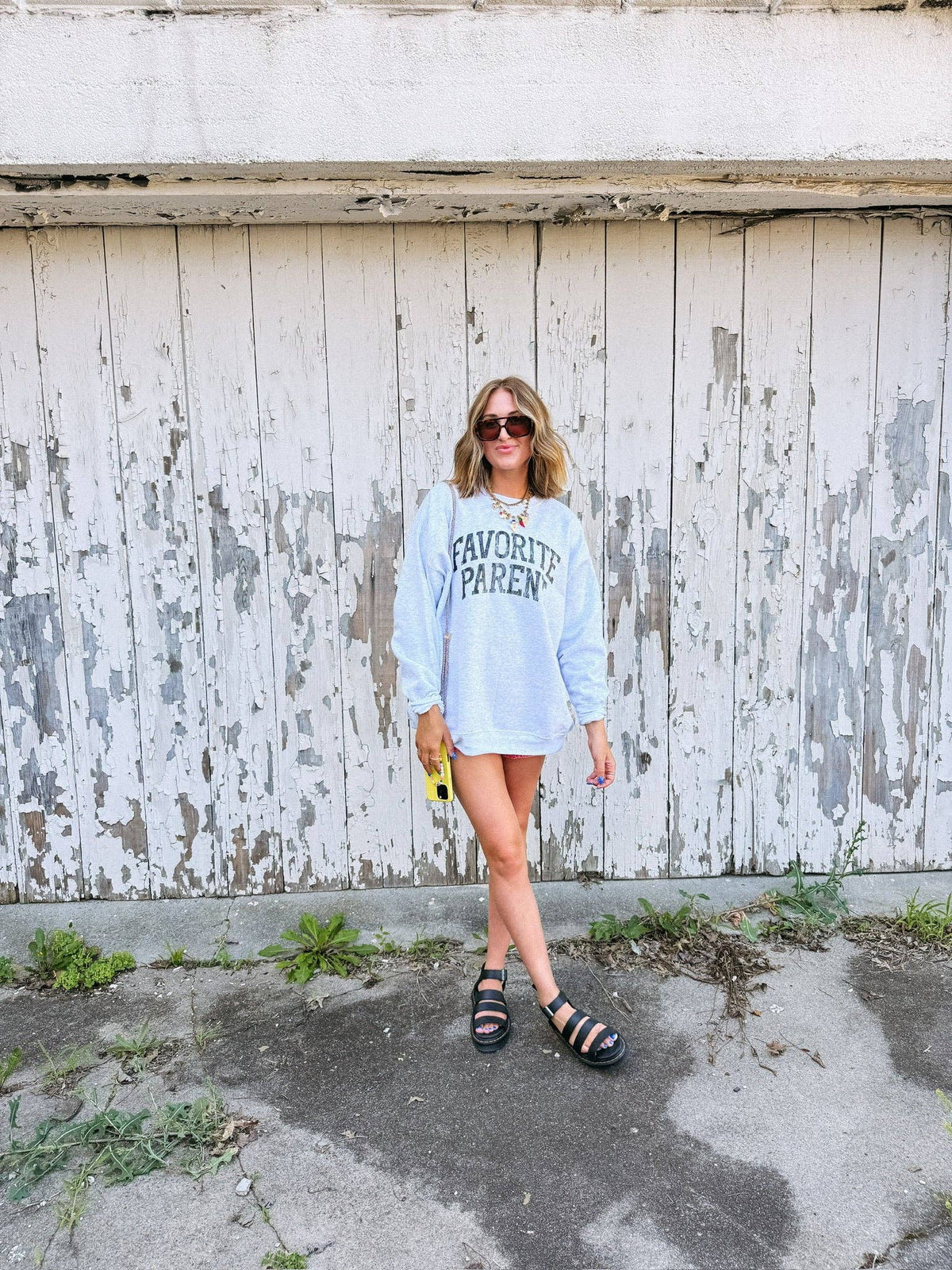 favorite parent sweatshirt - hanes / ash / black