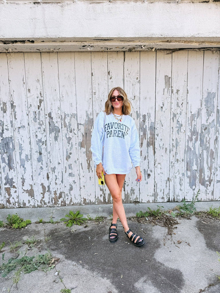 favorite parent sweatshirt - hanes / ash / black