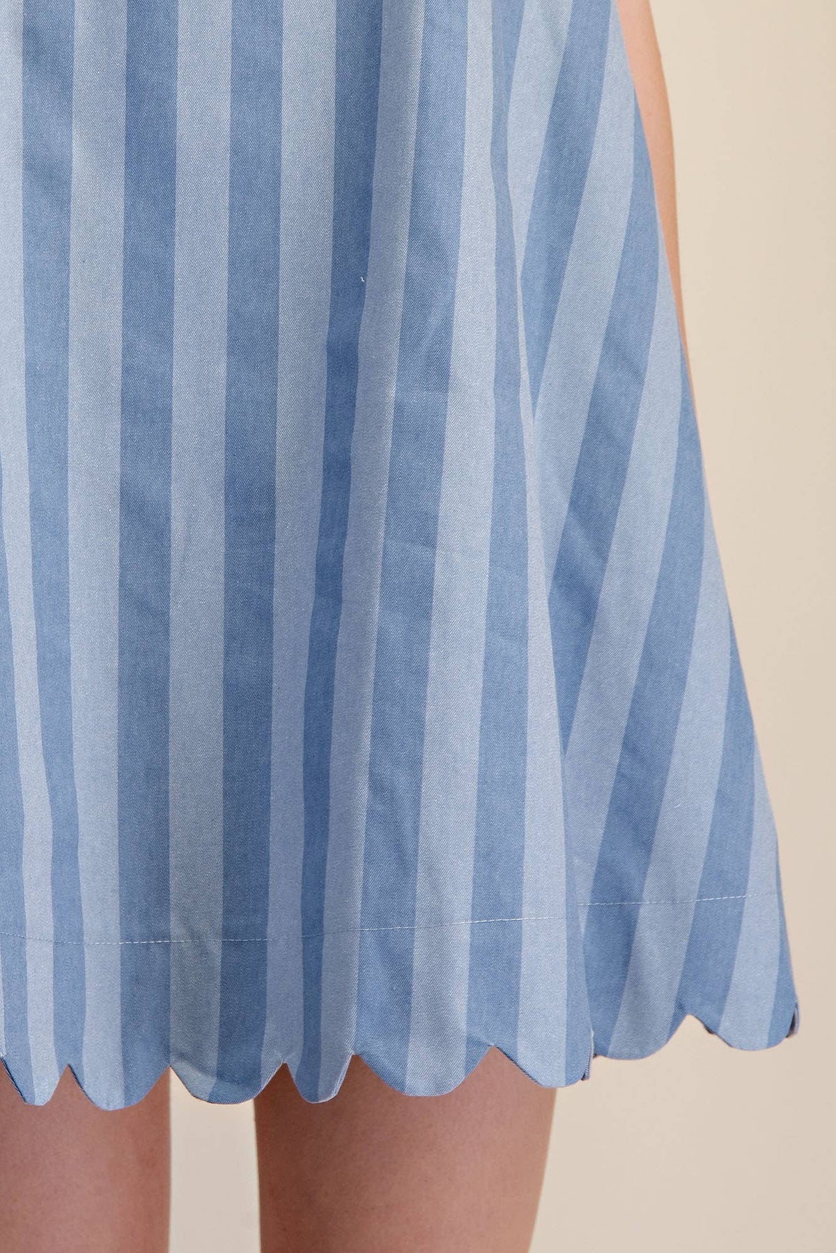 finding my way scallop stripe mini dress