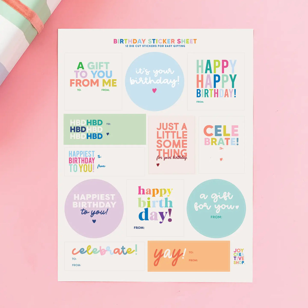 birthday gift sticker sheets
