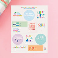 birthday gift sticker sheets