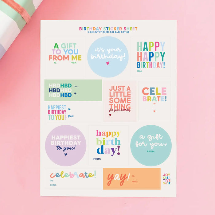 birthday gift sticker sheets