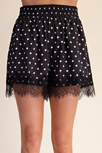 politely decline polka dot lace shorts