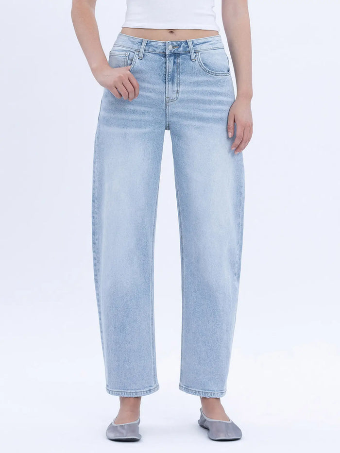 take advantage high-rise barrel denim