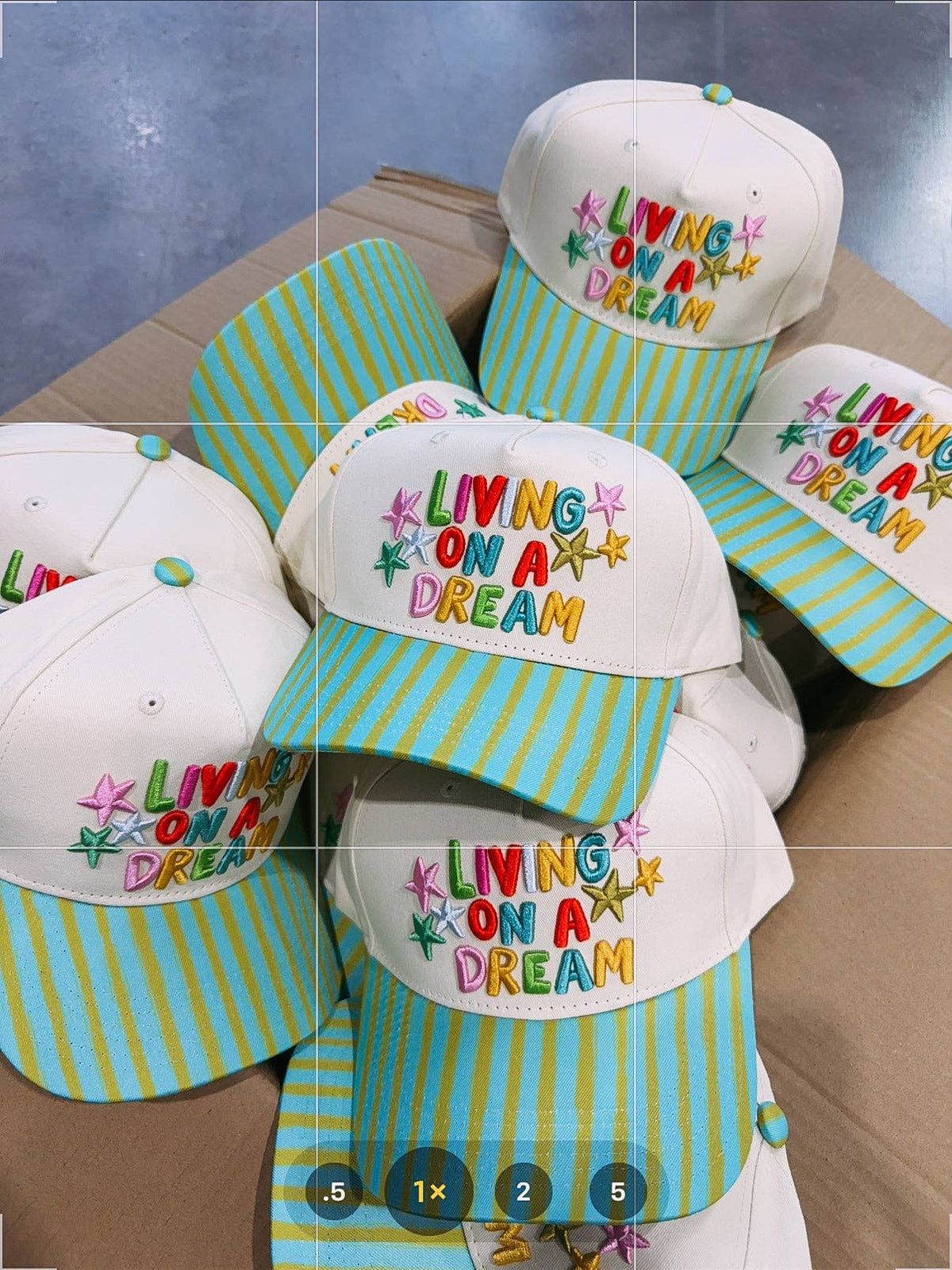 livin' on a dream trucker hat - blue / green