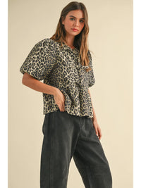 wild about you leopard denim tie top