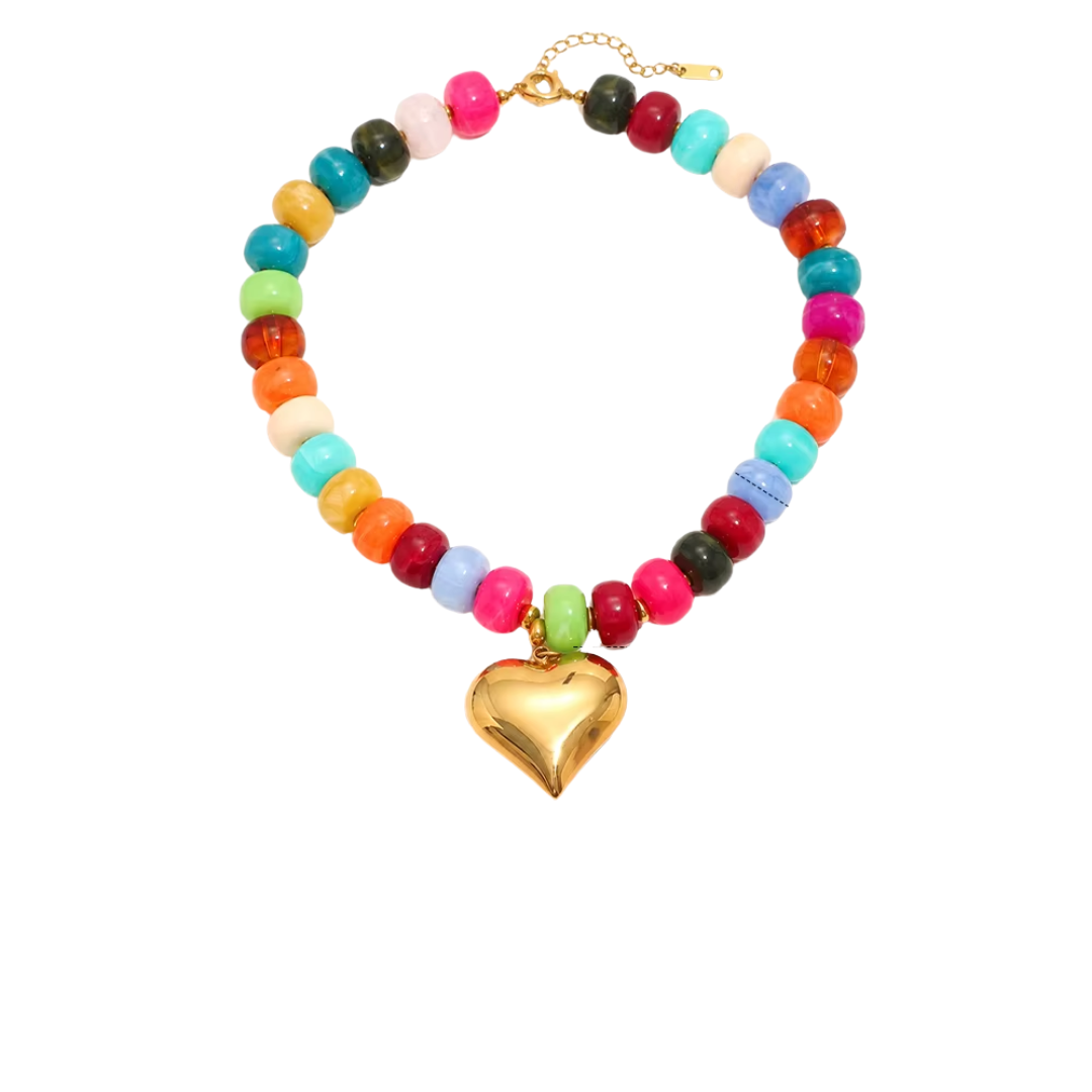 josie beaded heart necklace
