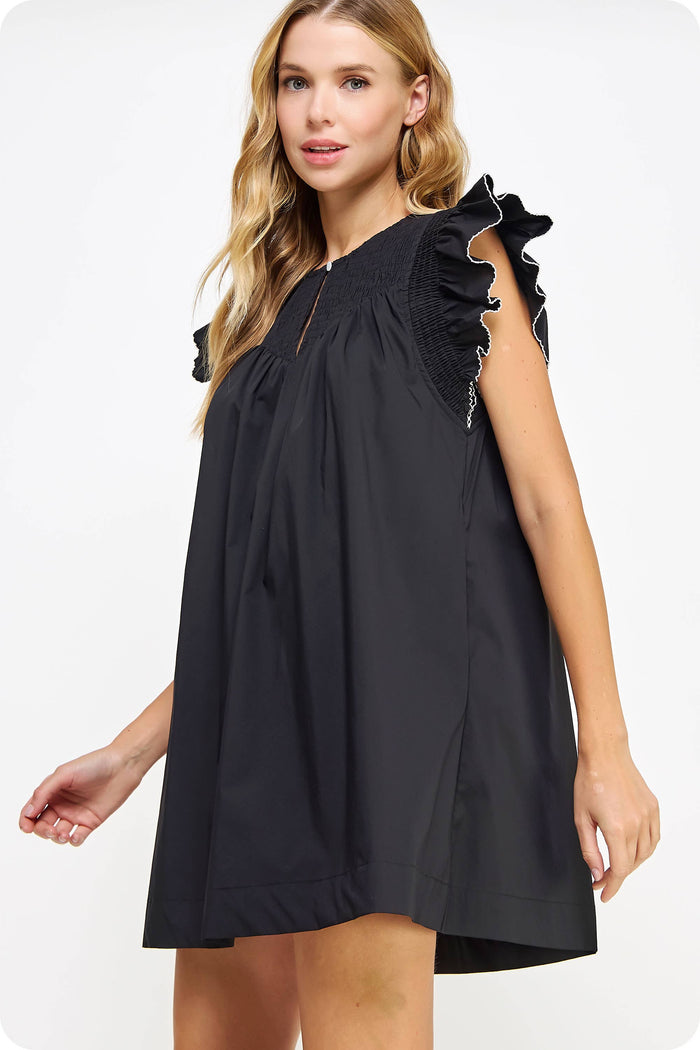 collier contrast edge flutter dress