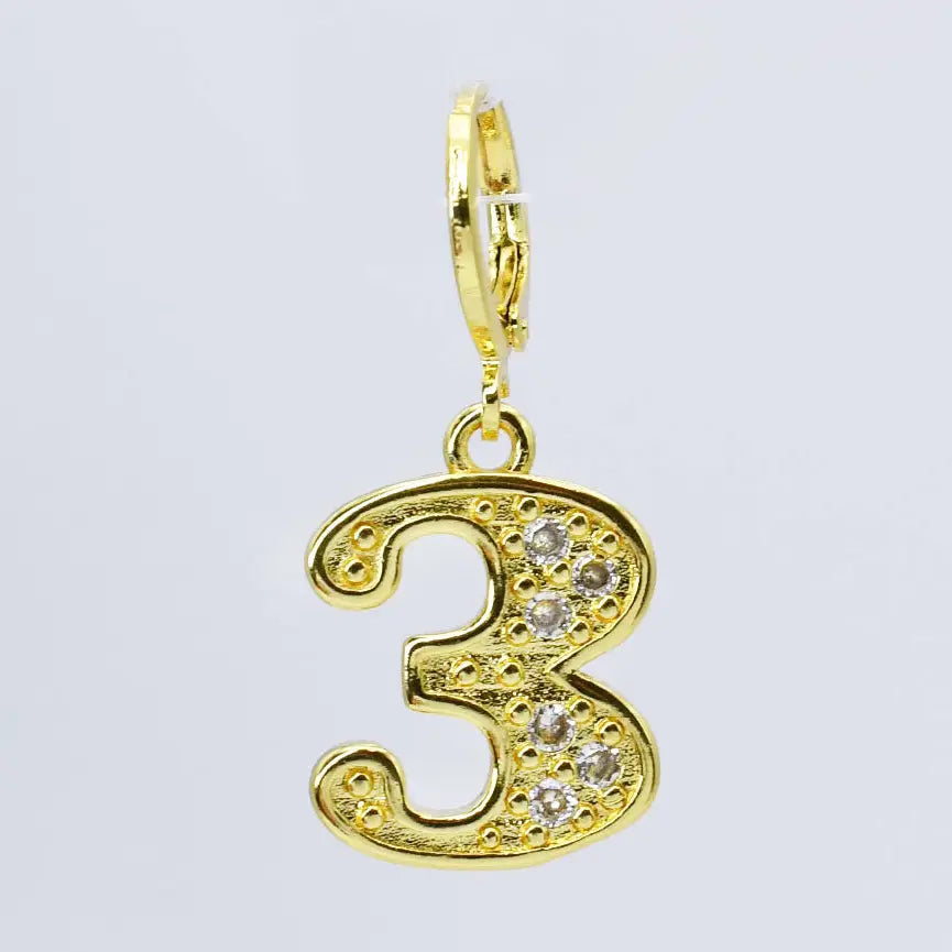 removable gold number charms