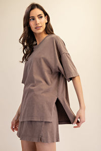 do it over again cotton split-hem tee