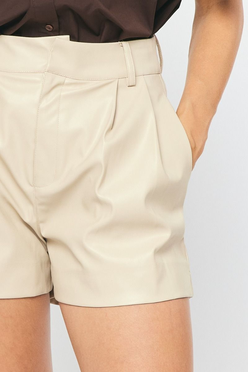 make a wish faux leather shorts