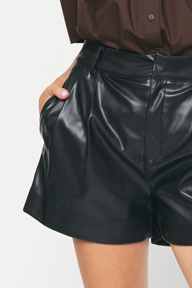 make a wish faux leather shorts