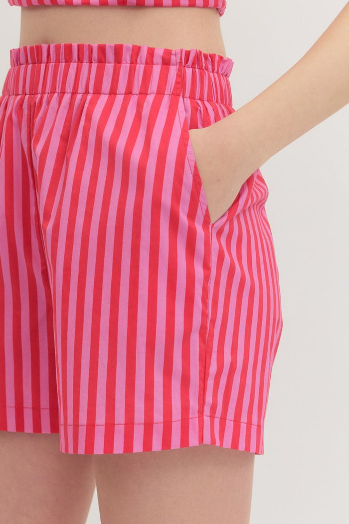 along the lines striped shorts