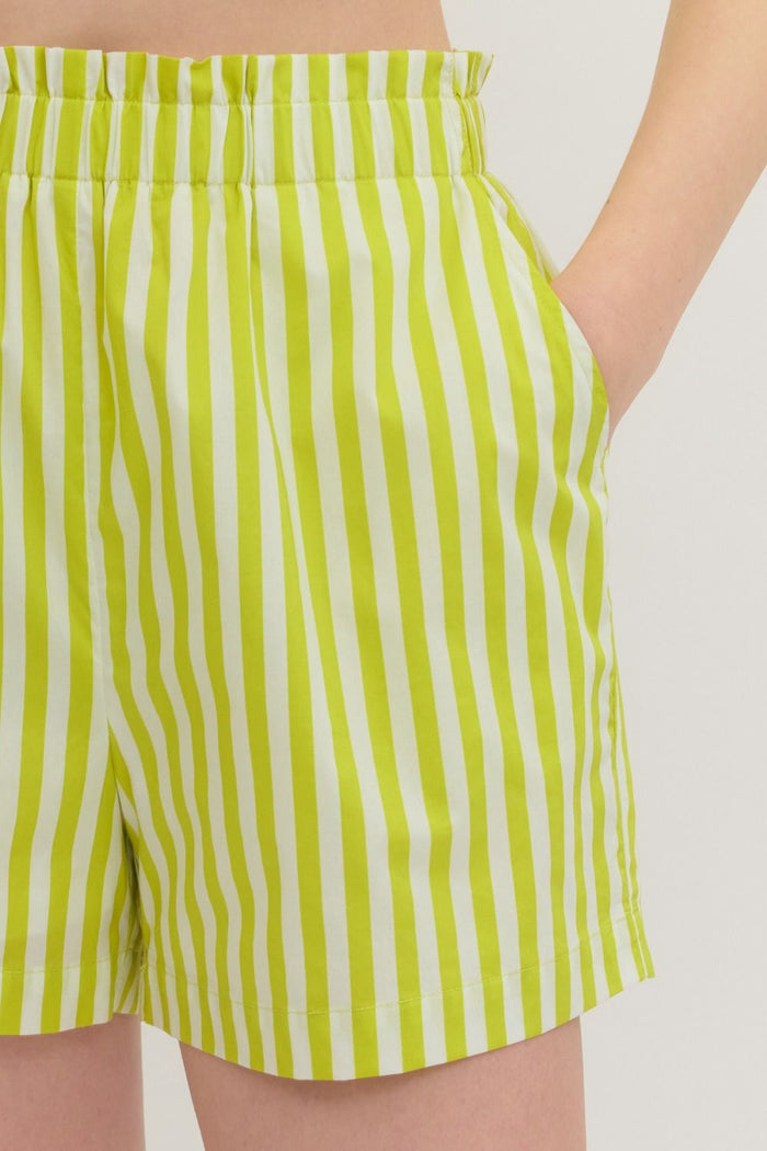 along the lines striped shorts