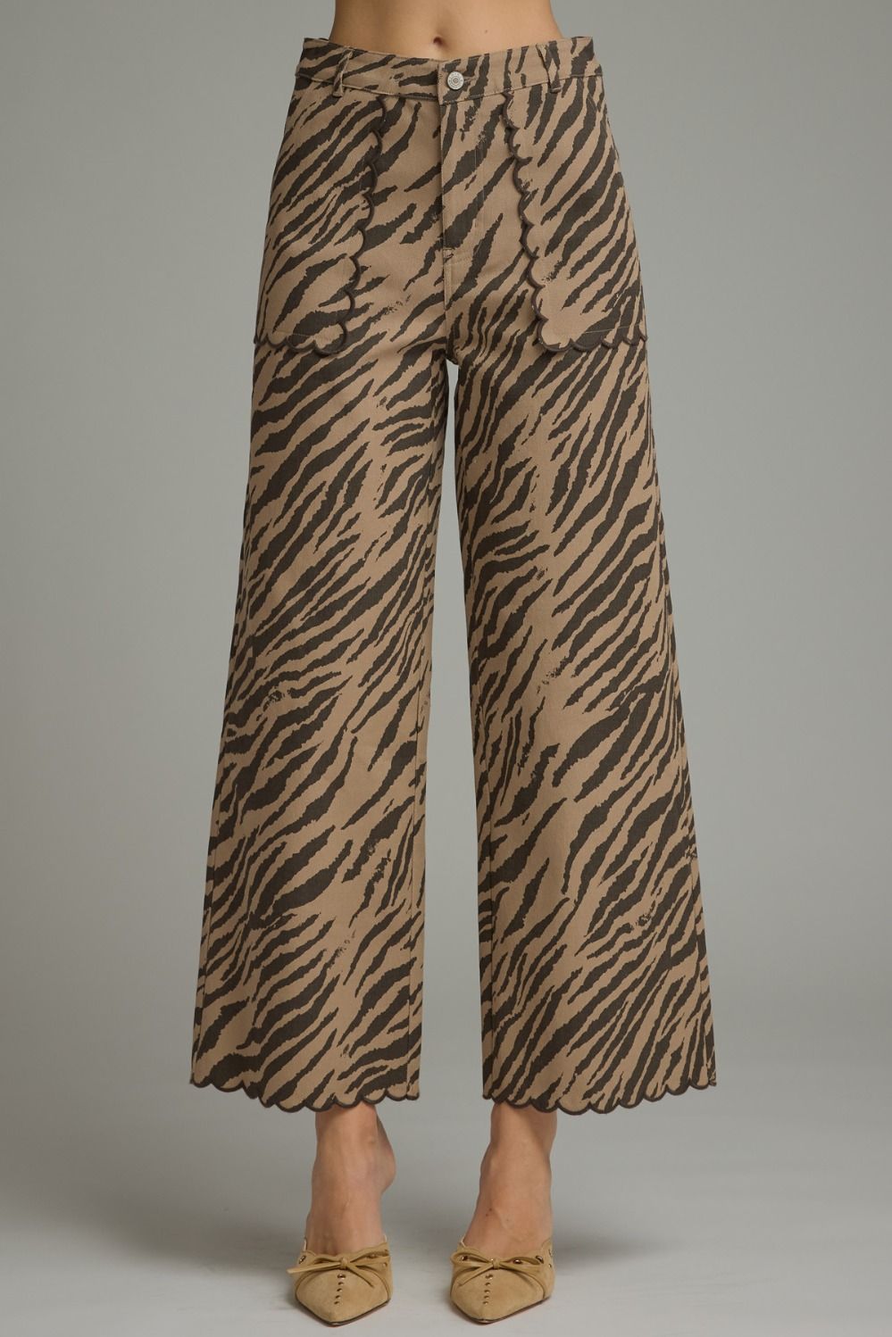 a step above scallop trim zebra pants