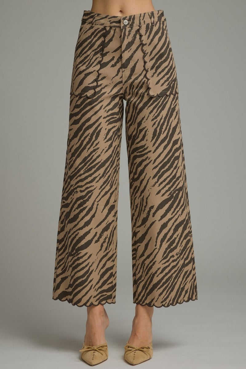 a step above scallop trim zebra pants