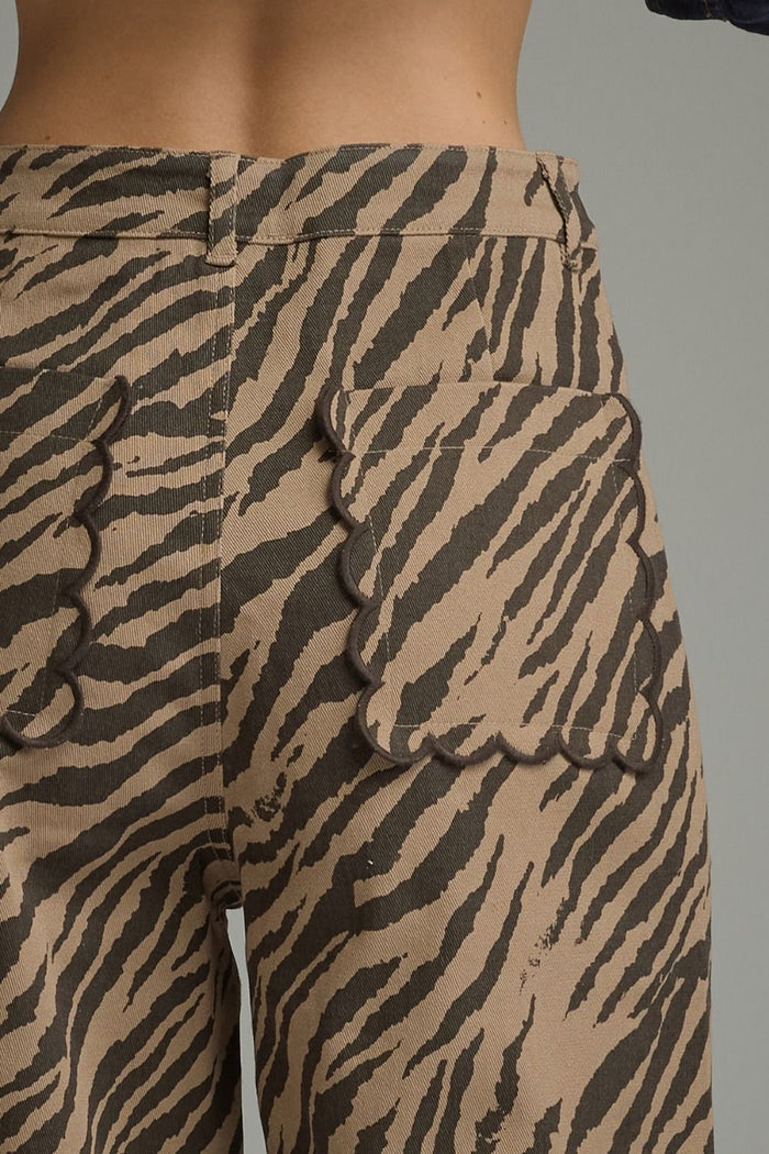 a step above scallop trim zebra pants