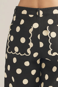 low key scallop trim polka dot pants