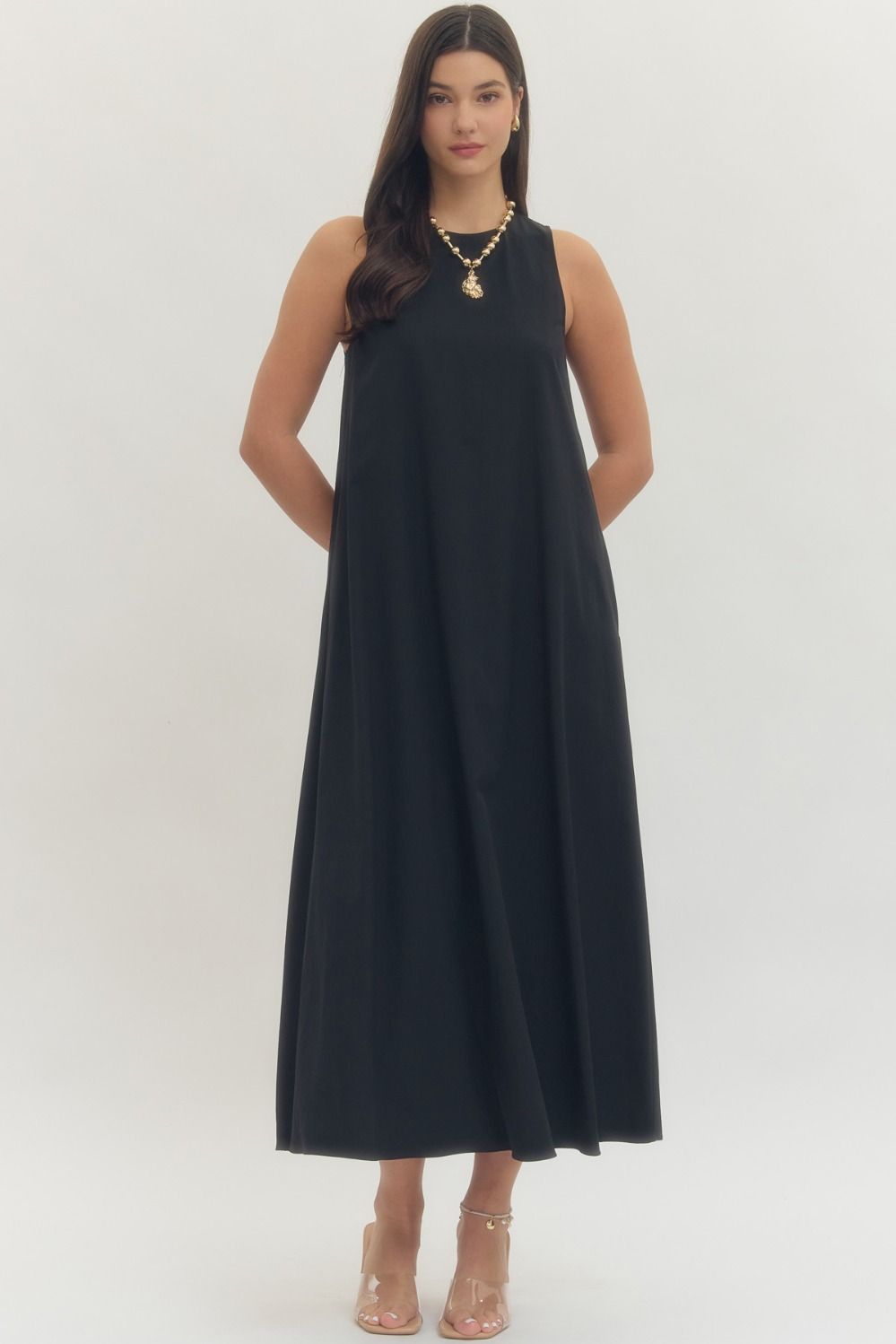 not intentional simple black midi dress