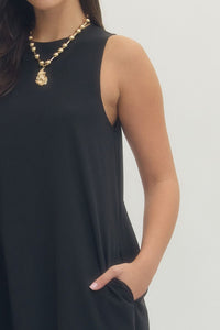 not intentional simple black midi dress