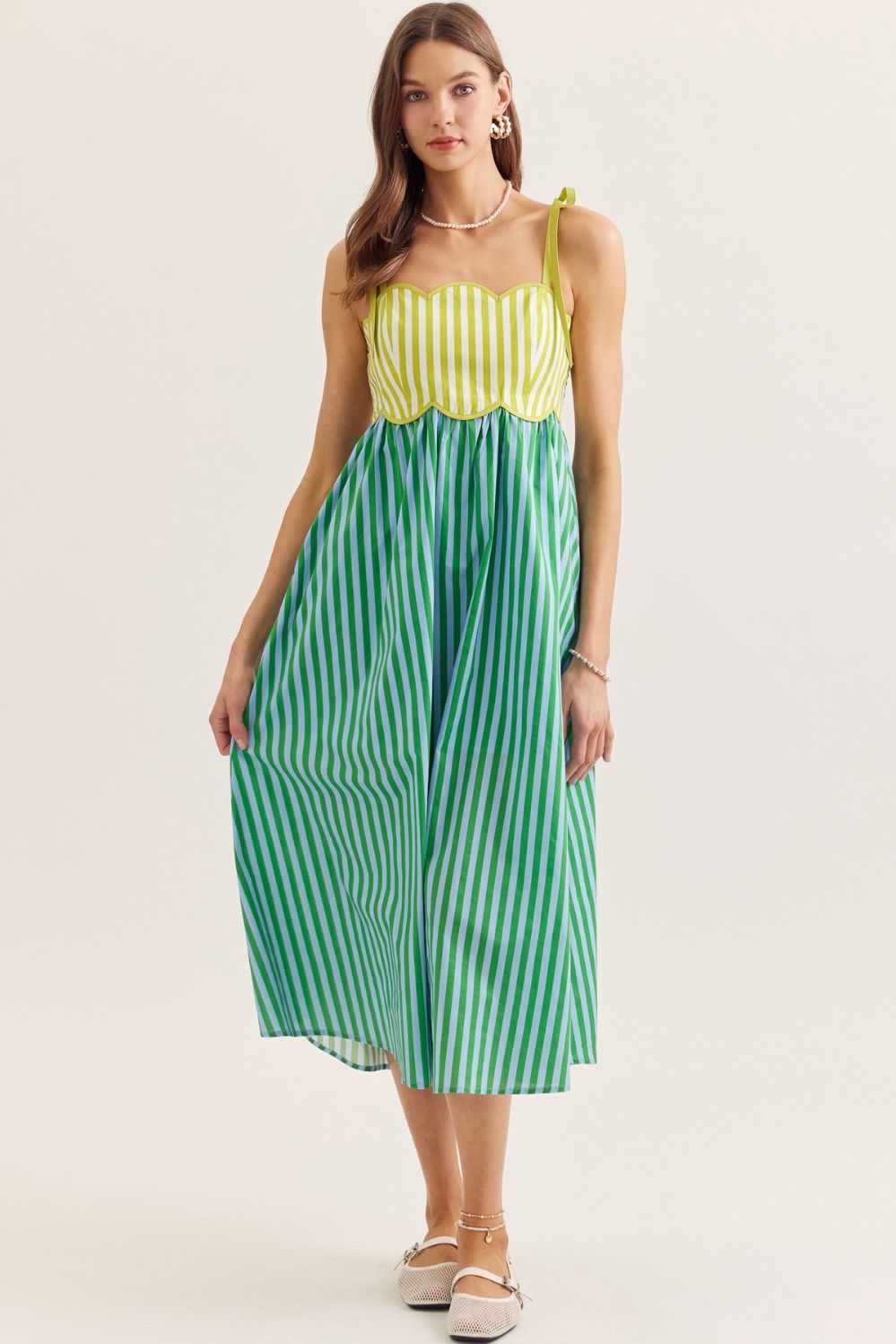 flip flopped striped midi dress
