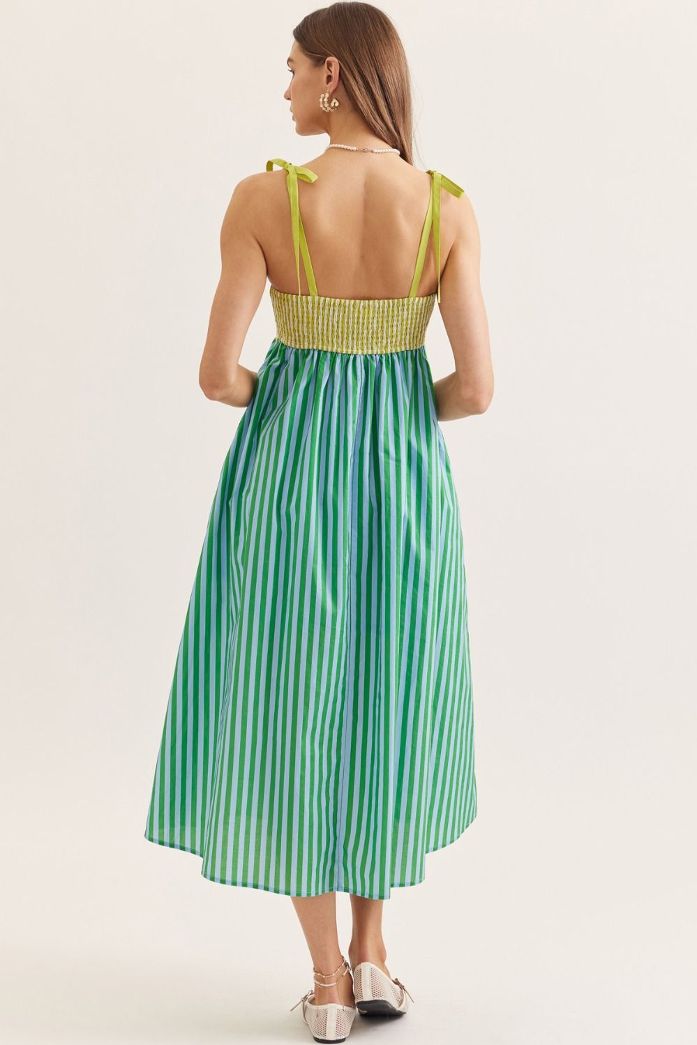 flip flopped striped midi dress