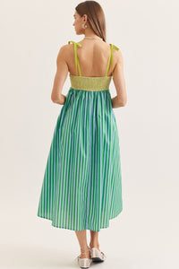 flip flopped striped midi dress