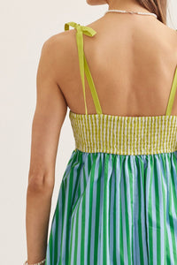 flip flopped striped midi dress